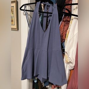 NWT Torrid Halter Top - dusty blue, stretch, peplum